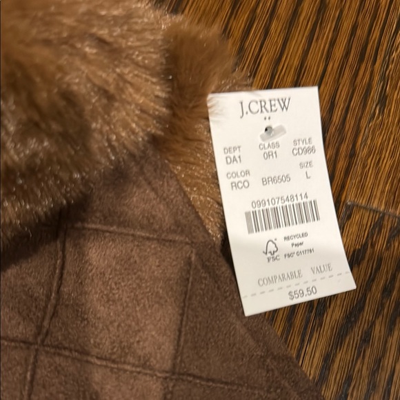 J. Crew Brown Quilted Fur-Trimmed Gloves - Picture 2 of 3